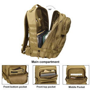 กระเป๋าเป้สะพายหลังแบบยุทธวิธี Protector Plus Custom 600D ไนลอน 45 ลิตร ระบบ MOLLE ลายพราง กันน้ำ วัสดุ PVC สำหรับตั้งแคมป์และเอาชีวิตรอด - Product Image 3