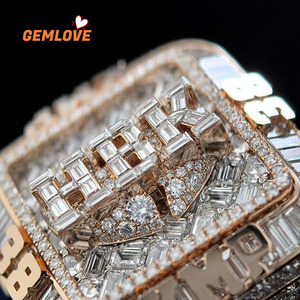 GEMLOVE Men's Rose Gold Plated Ring With Baguette Cut Diamonds Pave Setting Hiphop Style Number Pattern - Product Image 4