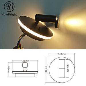 צורה עגולה מודרנית הוביל מנורת קיר מסתובבת עם כיסוי 3w + 6w עבור קריאת קיר חדר שינה אור מנורות קיר שבת - Product Image 4