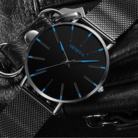 Montre décontractée pour homme, style Genève, minimaliste, à quartz, boîtier en alliage 40 mm, bracelet en acrylique, pour affaires et couples