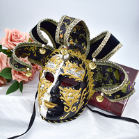 Masque vénitien haut de gamme, accessoires de performance de fête vintage, maquillage pour un bal costumé, drame théâtral