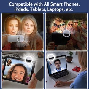 Anneau lumineux pour <span class=keywords><strong>selfie</strong></span> à <span class=keywords><strong>prix</strong></span> d'usine, 3 modes de luminosité réglables, rechargeable, en ABS, avec clip, haute qualité pour la vente en dropshipping transfrontalier - Product Image 4