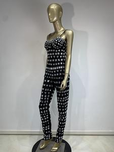 Tute aderenti Sexy da festa per celebrità da sera con perline da donna di fabbrica - Product Image 6