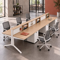 Poste de travail minimaliste en forme de bar avec cloison et rangement sous le bureau pour personnel de bureau financier