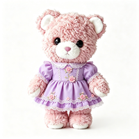 Ours en peluche bouclé de haute qualité, mignon et doux, avec robe à volants en dentelle violette