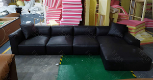 Tapicería moderna en forma de L para sala de estar, mueble Seccional de cuero, sofá de espuma de alta densidad, tela, pluma y Base de Metal - Product Image 6