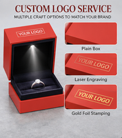Boîte à bijoux en velours plastique personnalisée avec éclairage LED, emballage cadeau en gros pour célébration romantique, occasion spéciale, cadeau