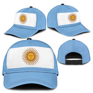 Gorra Clásica de Fútbol <span class=keywords><strong>Sol</strong></span> de Mayo de Argentina, Venta al por Mayor, Gorras de <span class=keywords><strong>Sol</strong></span> con Patrón Azul y Blanco y Bandera de Argentina - Product Image 1