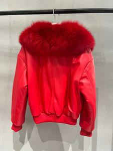 Chaqueta de Piel de Oveja Genuina, Abrigo de Invierno para Mujer, Abrigos de Piel con Cuello de Piel de Zorro - Product Image 5