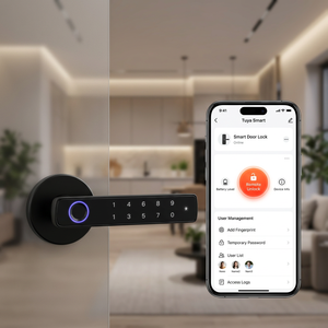 Factory Direct Black Smart Handle Lock Biometric Fingerprint Tuya App Remote Unlock <strong>Digital</strong> Lock for Wooden Aluminum Memory Card - Product Image 1