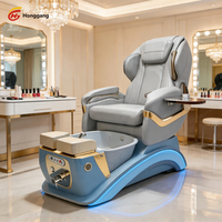 Fauteuil de pédicure électrique de luxe moderne pour salon de manucure, avec fonction de massage et de relaxation lumineuse, et pompe de drainage