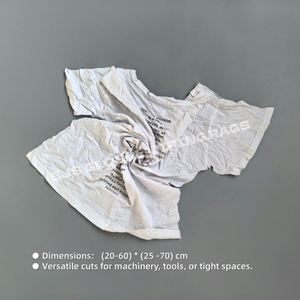 Trapos de Algodón Blanco Reciclado a Granel, 40 lbs, Trapos de Camisetas Blancas Estampadas, 10kg, 20kg, 25kg para Limpieza Industrial - Product Image 3