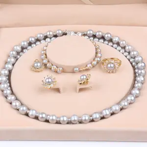 Collier de perles d'eau douce multicolore en forme de pomme de terre, Bracelet, boucle d'oreille, bague, ensemble de bijoux pour femmes