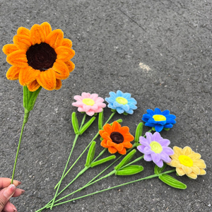 Ramo <span class=keywords><strong>de</strong></span> Girasoles Realistas Hechos a Mano con Limpiapipas para Decoración <span class=keywords><strong>de</strong></span> Mesa del Hogar para el Día <span class=keywords><strong>de</strong></span> la Madre, Flor Artificial DIY - Product Image 6
