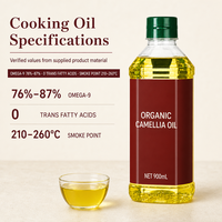 Huile de Camélia en Gros, Pressée à Froid, Huile de Cuisine Comestible, Bouteille de 900 ml, Utilisation en Cuisine, OEM, Marque Privée, Exportation, Usine