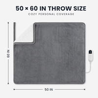 Plaid électrique personnalisé en flanelle sherpa gris de luxe, lavable, 50x60 pouces, 9 niveaux de chauffage, protection contre la surchauffe