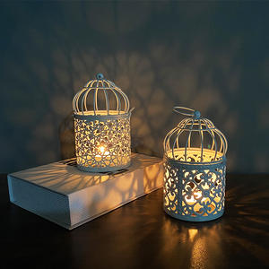 Ev dekorasyon içi boş tutucu Tealight şamdan asma fener kuş kafesi Vintage noel/peri düğün/parti dekorasyon - Product Image 4