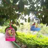 Mini oiseau avec Cage, jouets électroniques à contrôle vocal pour enfants, Induction, jeu de Simulation amusant de chant d'oiseaux, nouveauté,