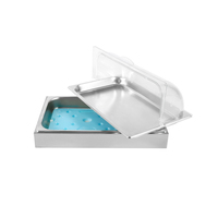 Support en acier inoxydable présentoir pour aliments comptoir ensemble buffet pleine grandeur avec couvercle pour ustensiles de cuisson en plastique transparent avec casserole