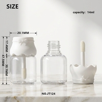 Tube de brillant à lèvres vide Kawaii Wave Flip Cap 14ml en PETG transparent, conteneur cosmétique pour gloss, imprimé UV, faux cils