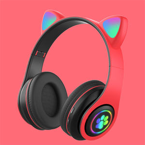 Auriculares con orejas de gato B39, estéreo, plegables, para videojuegos, con micrófono, color rosa, negro, blanco y azul - Product Image 6