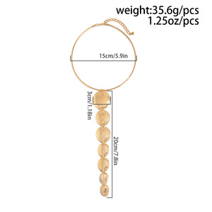 GT สร้อยคอจี้รูปสี่เหลี่ยมขนมเปียกปูนรูปทรงเรขาคณิตยาวแฟชั่นเรียบง่ายชิ้นกลมประกบกับสร้อยคอคอพู่ - Product Image 6