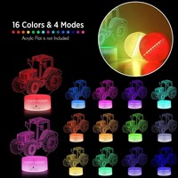 Base d'affichage LED noire, support de lampe de nuit LED tactile RVB colorée, lampe à illusion 3D, lampe décorative de table pour acrylique