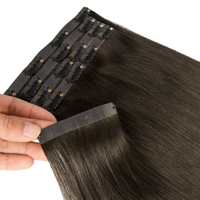 Extensions de cheveux Remy 100% vietnamiennes Qingdao Haohao, à clipser en PU, non traitées, longues, avec bande adhésive, bonne odeur
