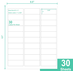 1 x 2-5/8 pouces Étiquettes adhésives mates sans BPA, pour imprimantes laser/jet d'encre et étiquettes d'expédition - Product Image 2