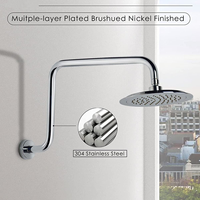 Bras de Douche Fixe Mural Dissimulé Moderne de 14 Pouces avec Tuyau en S et Pommeau de Douche Pluie Fixe en Acier Inoxydable de 8 Pouces