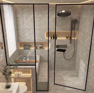 Paroi de douche rectangulaire en aluminium, design moderne, facile à nettoyer, durable, garantie 1 an, solution de projet pour salles de bain - Product Image 6