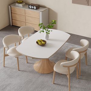 Hiện Đại Tối Giản Bằng Gỗ Bàn Ăn Và Ghế Đặt Đa Chức Năng Cho 6-8 Người Cho Bữa Ăn Tối Trong Phòng Khách Hoặc Phòng Ăn - Product Image 5