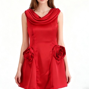 Vestidos de Verano para Mujer, Nuevo Estilo Elegante con Diseño Floral Plisado y Cuello Halter - Product Image 1