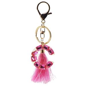 Llavero Colgante Rosa al por Mayor con Borla y 26 Letras Inglesas, Colgante Personalizado con Iniciales del Alfabeto para Mochila - Product Image 5