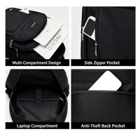 Sac à dos pour ordinateur portable en Oxford imperméable grande capacité, avec logo personnalisé, antivol, pour affaires, voyages et école, compatible avec les ordinateurs portables de 17 pouces