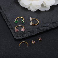 Cincin Hidung dan Telinga Bentuk Tapal Kuda dari Baja Anti Karat dengan Zirkonia Bertabur Cakar, Perhiasan Tindik Hidung