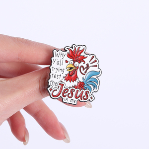 Broches de Esmalte con Diseño de Gallo Rojo de Jesús, Tema de Creencia Religiosa, Venta al por Mayor - Product Image 4
