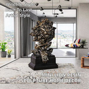 Escultura de León Miniatura Ecológica de Resina Pintada, Decoración de Año Nuevo para Sala de Estar, Bar, Porche - Adorno Artístico - Product Image 2