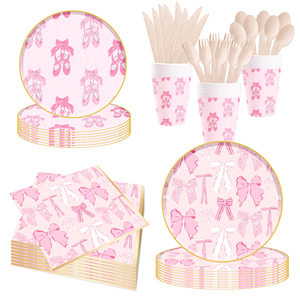 Articles de fête DAMAI sur le thème du ballet, décorations d'anniversaire pour filles, décorations de fête prénatale sur le thème de la ballerine - Product Image 1