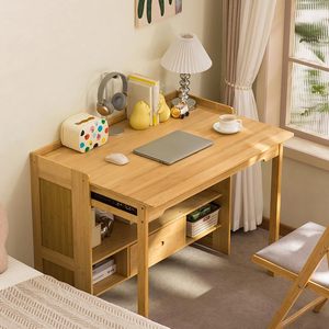 Escritorio Plegable de Bambú y Estantería <span class=keywords><strong>con</strong></span> Cajón, Mesa de Computadora Portátil Plegable, Ahorra Espacio, de Madera, para el Hogar, Dormitorio, Estudio u Oficina - Product Image 3