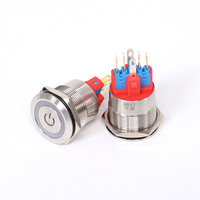 Interrupteur à bouton-poussoir pneumatique industriel étanche avec LED, 10mm 22mm, pour urinoir, douche, inverseur et vanne d'eau