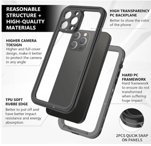 GSCASE IP68 fundas impermeables a prueba de polvo con Protector de pantalla incorporado cubierta protectora <span class=keywords><strong>sellada</strong></span> de cuerpo completo para <span class=keywords><strong>iPhone</strong></span> <span class=keywords><strong>13</strong></span> Pro - Product Image 6