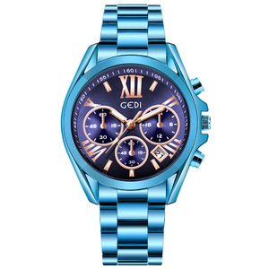 Reloj de pulsera para mujer con correa de acero, estilo ejecutivo, de acero inoxidable, resistente al agua, con calendario. - Product Image 2