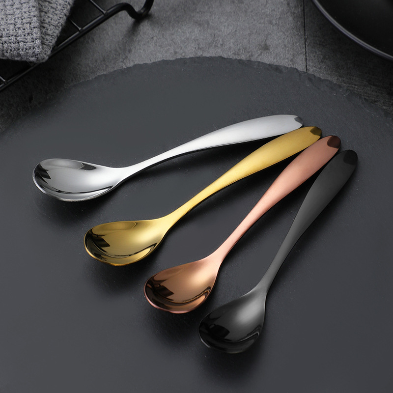Custom LOGO Stainless Steel 304 Small Spoon Gold Black Copper Silver Stirring Tea Coffee Dessert Seasoning Spoons Set · image 4