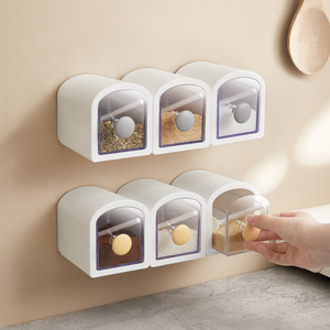 HeDou Wall Mounted Spice Container Set 6 Pcs Drawer Type Flip Top Transparent Lid For Kitchen Storage - Product Image 1