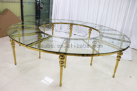 Design moderne table de mariage pour banquet en acier inoxydable en forme de S Table de luxe en acier inoxydable pour la lune Table demi-ronde en acier inoxydable