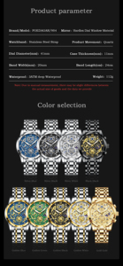 POEDAGAR 984 Nuevo Reloj de Cuarzo para Hombre, Reloj de Lujo de Acero Inoxidable, Cronógrafo Impermeable para Hombre - Product Image 6