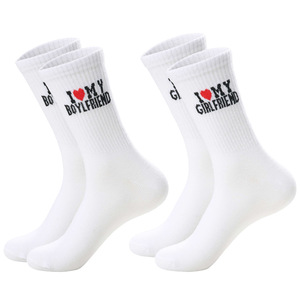 Calcetines para Parejas, Diseño 'I Love My Boyfriend <span class=keywords><strong>Girlfriend</strong></span>', Unisex, Divertidos, con Letras de Corazón, Regalo para Parejas, Moda, Uso Diario, Calcetines Personalizados - Product Image 3