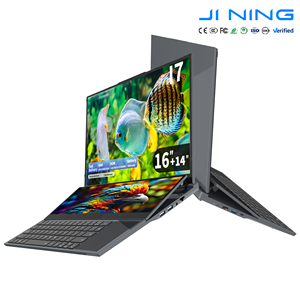 Ordinateur portable double écran 16+14 pouces en gros, Core i7-9850H tactile, 8 Go de RAM, 512 Go SSD, métal, OEM/ODM, en stock, Hfbook28/ds - Product Image 1