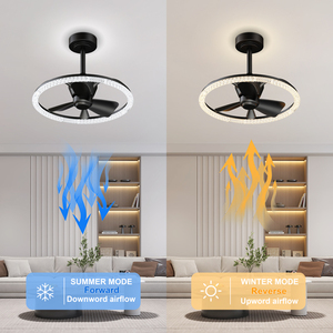 19.7'' Modern <b>Crystal</b> Ring Fandelier <b>Ceiling</b> Fan with <b>LED</b> <b>Light</b> APP & Remote Control 3000K‑6500K Memory Function for Bedroom - Product Image 3